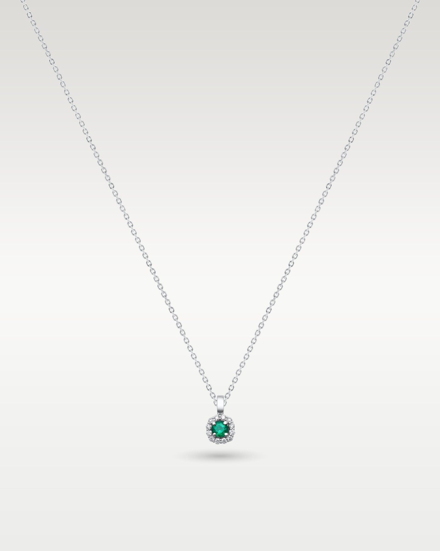 14k White Gold Emerald and Diamond Pendant | Frisco, Texas Jewelry Store