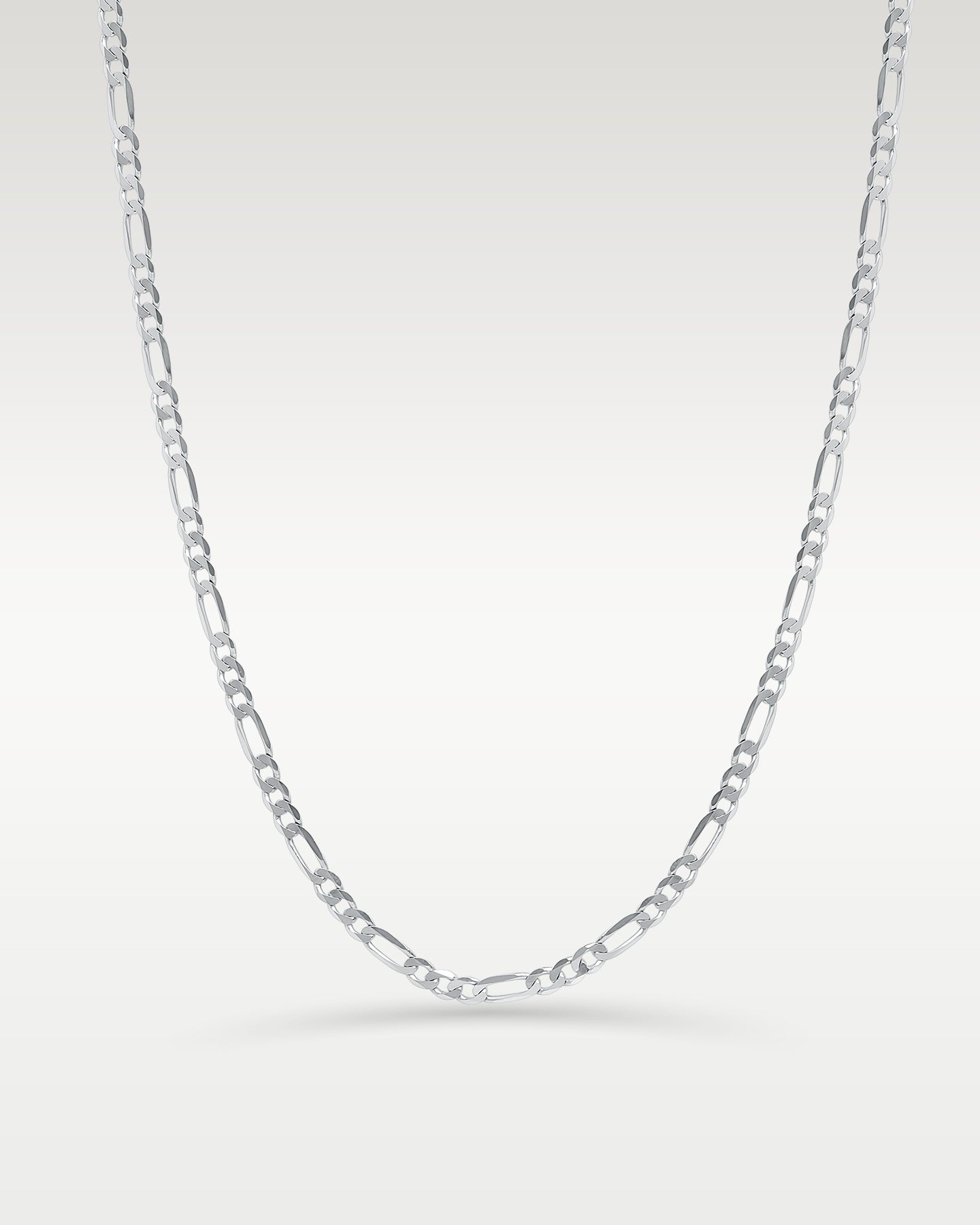 14k White Gold Figaro Chain Necklace | Noah's Fine Jewelry Dallas, Texas