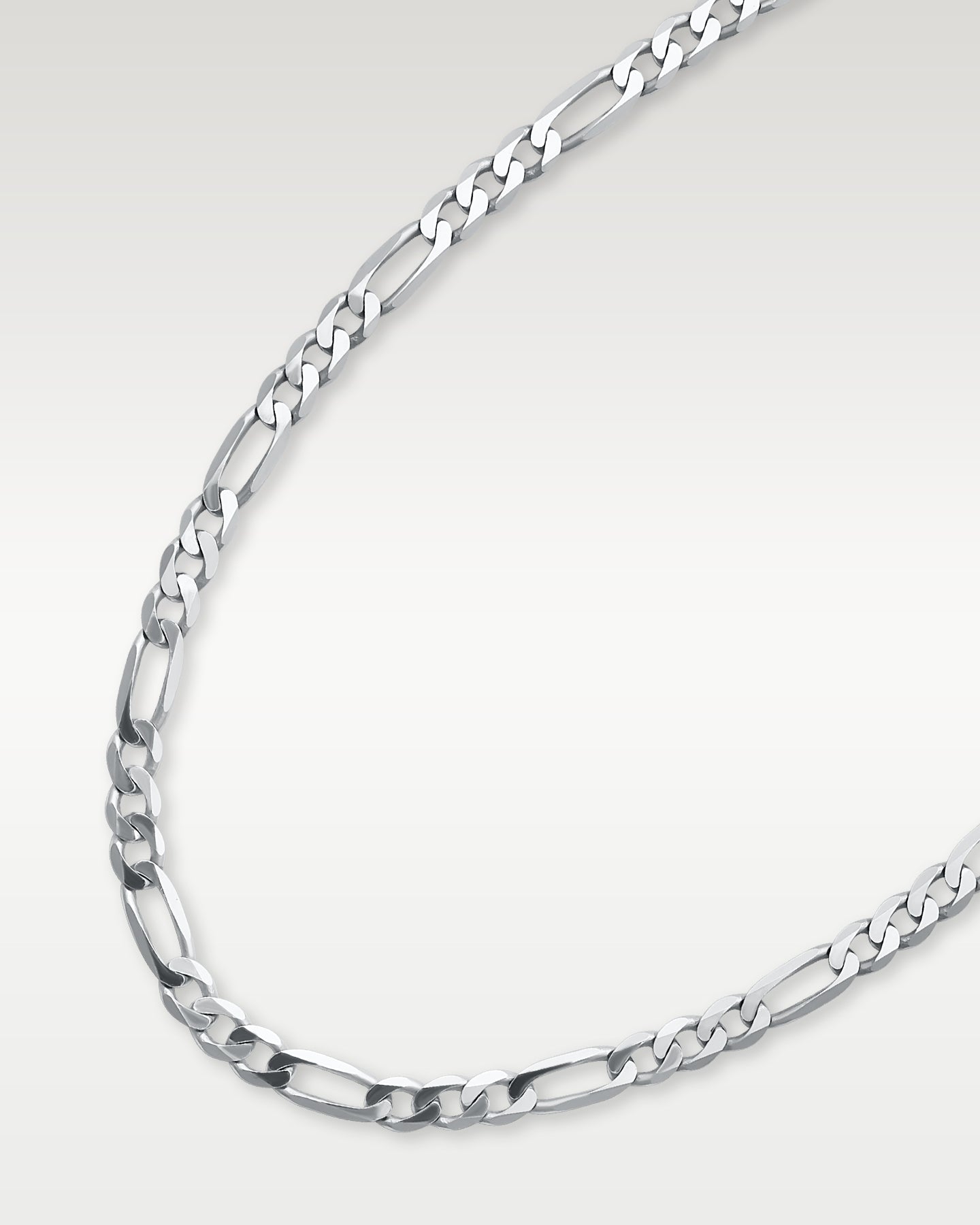 14k White Gold Figaro Chain Necklace | Noah's Fine Jewelry Dallas, Texas