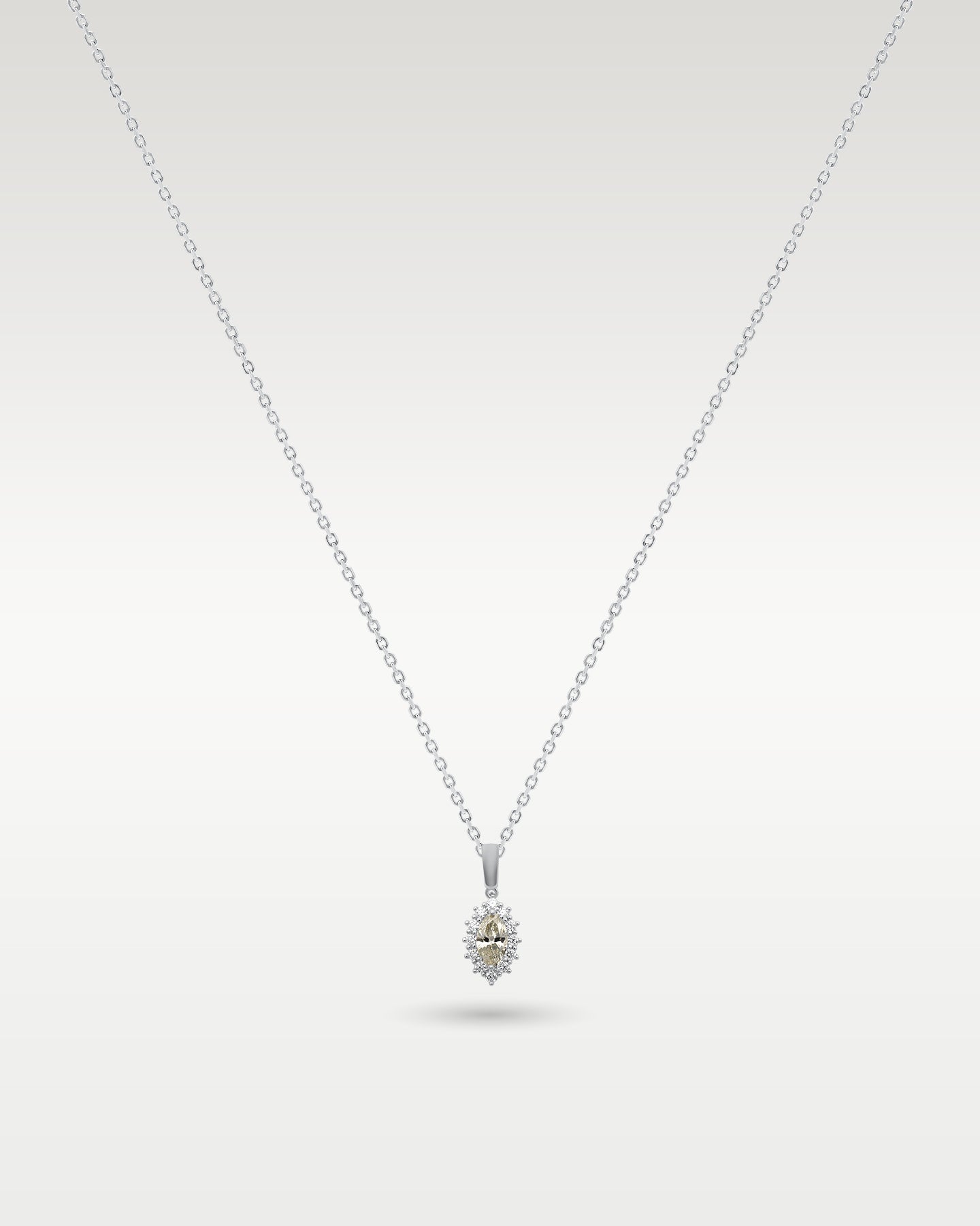 14k White Gold Marquise Diamond Halo Pendant