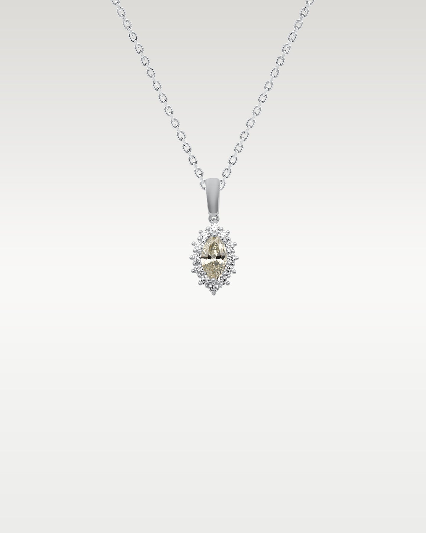 14k White Gold Marquise Diamond Halo Pendant
