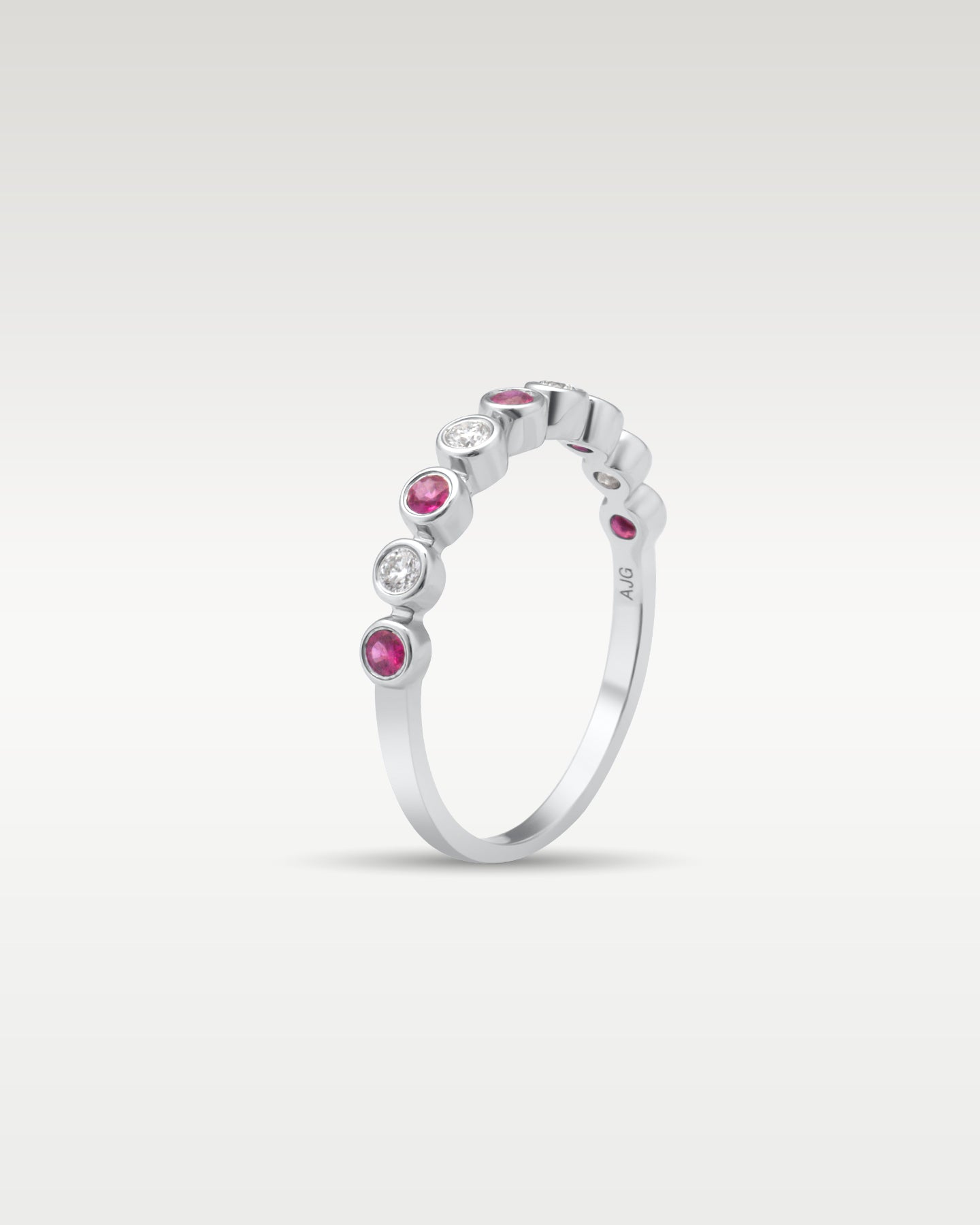 White Gold Round Ruby and Diamond Ring | Noah's Fine Jewelry Frisco, TX