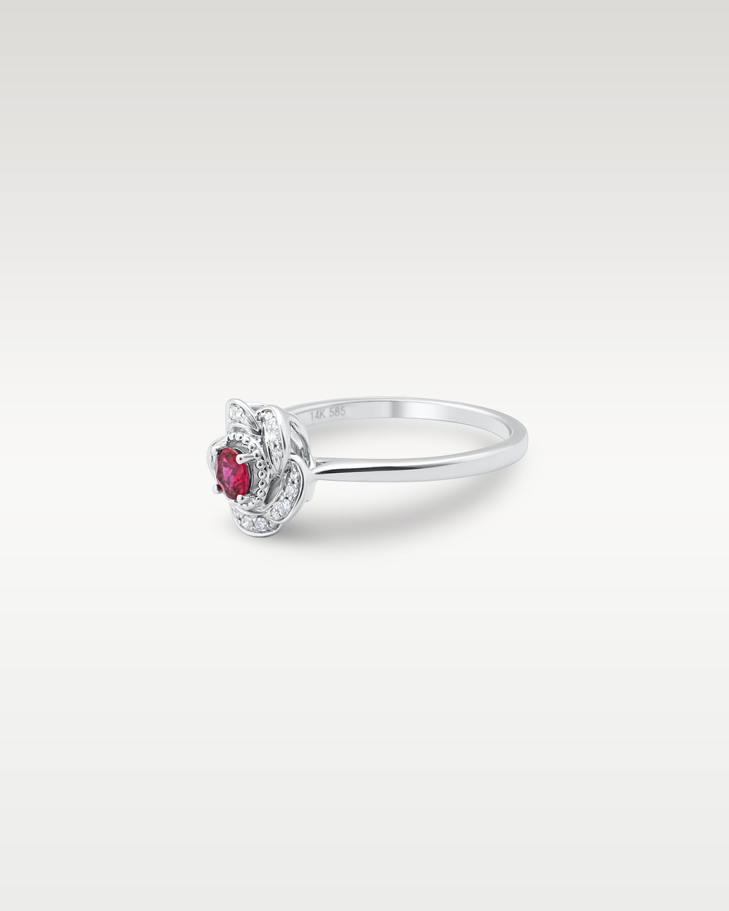 White Gold Ruby Diamond Flower Ring | Noah's Fine Jewelry Frisco, Texas