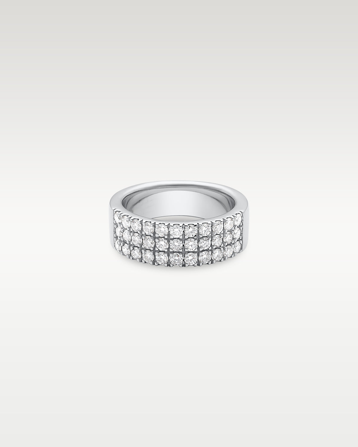 14k White Gold 3 Row Diamond Ring – Noah
