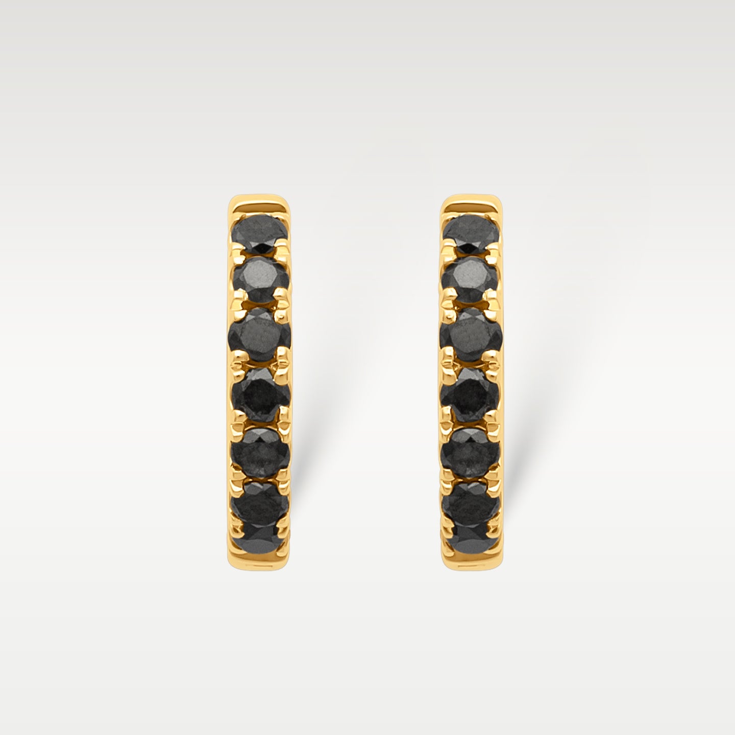 Yellow Gold Black Diamond Huggies | Noah's Fine Jewelry Dallas, Texas