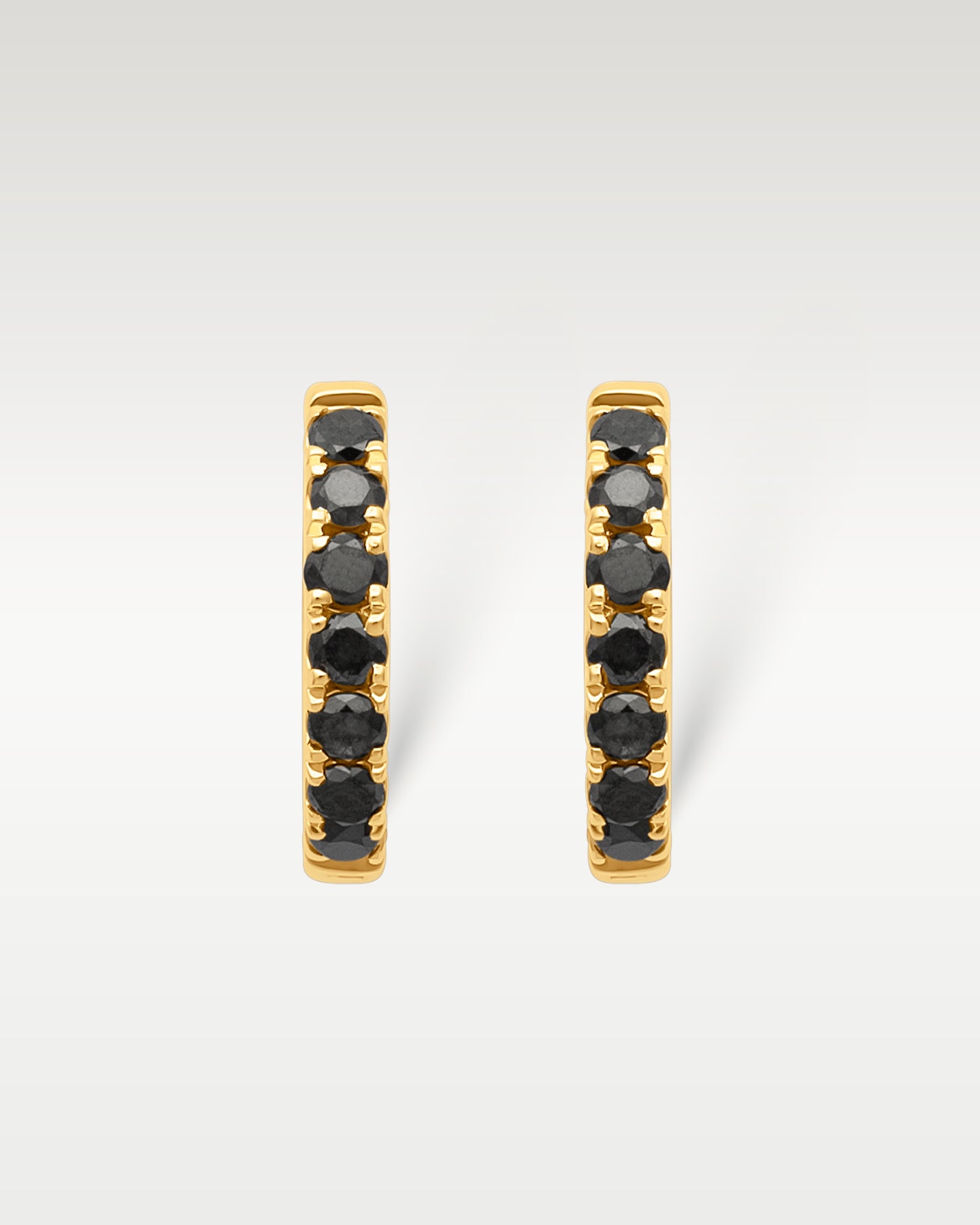 Yellow Gold Black Diamond Huggies | Noah's Fine Jewelry Dallas, Texas