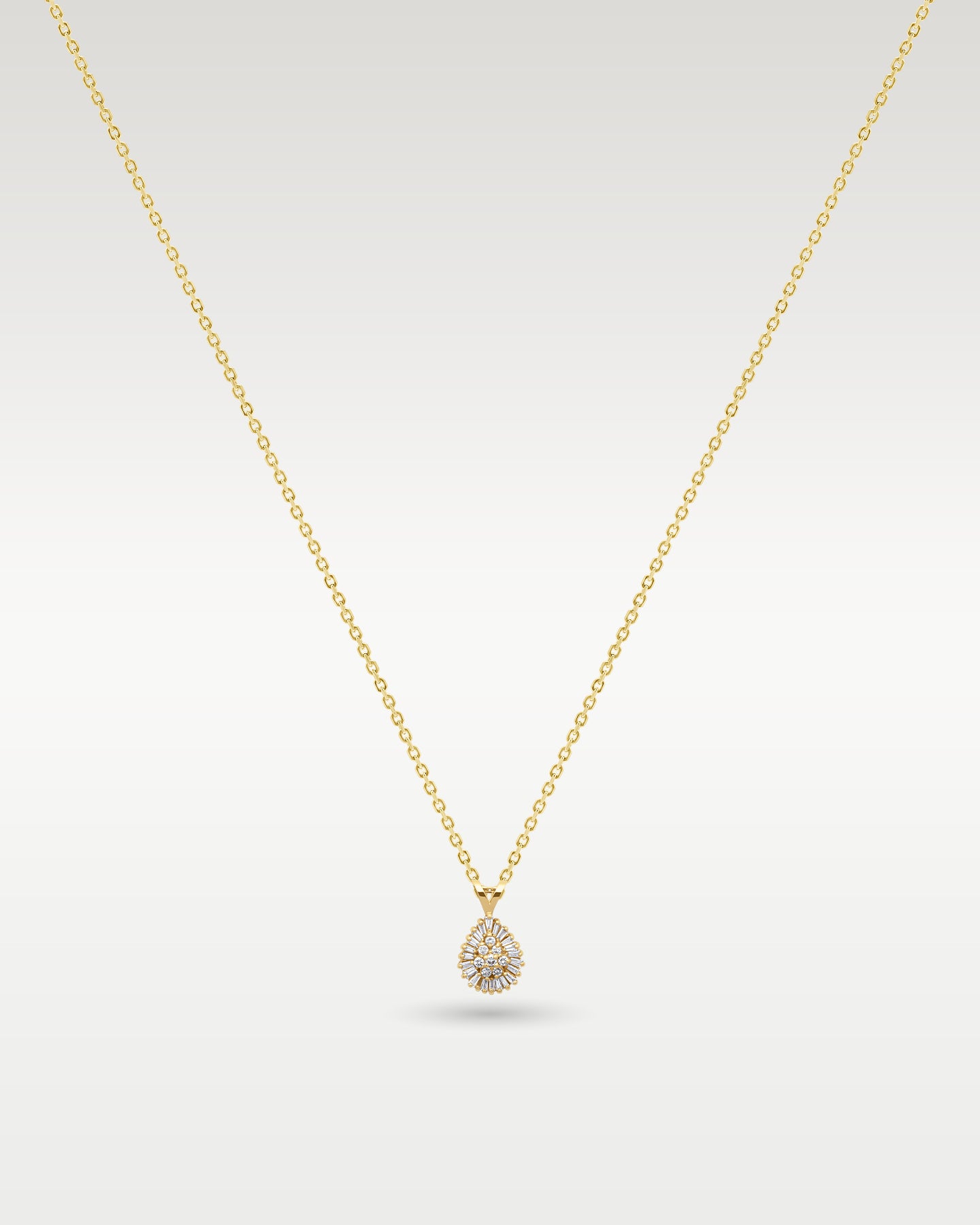 14k Yellow Gold Diamond Baguette Cluster Pendant | Frisco, Texas Watch & Jewelry Store