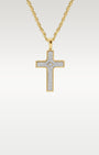 14k Yellow Gold Diamond Cross Pendant Necklace | Noah's Fine Jewelry Dallas, TX