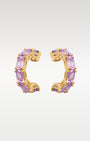 Yellow Gold Emerald Cut Pink Sapphire Hoops | Noah's fine Jewelry Dallas, Tx