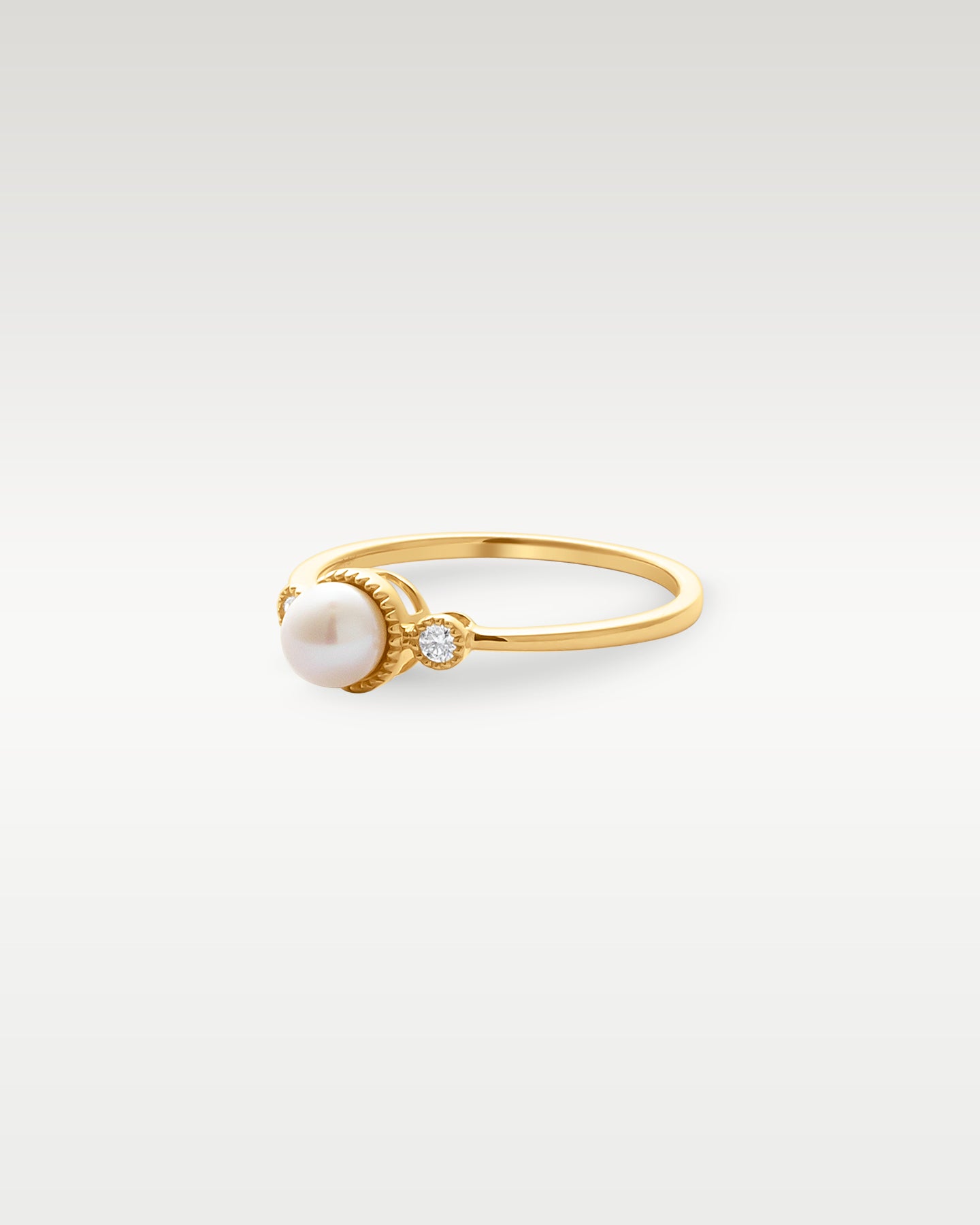 14k Yellow Gold Freshwater Pearl Diamond Ring | Noah's Fine Jewelry Dallas, Texas