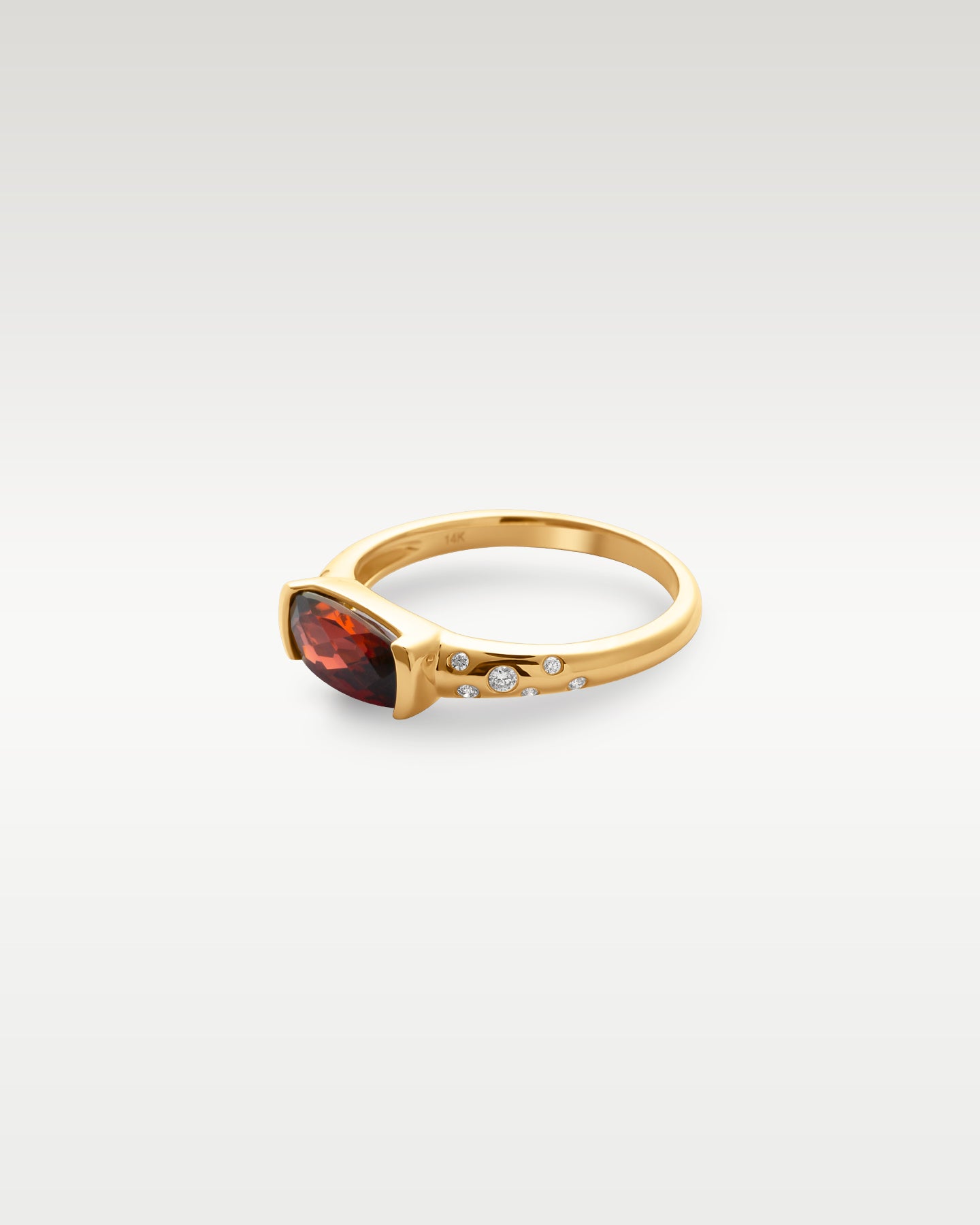 14k Yellow Gold Garnet & Diamond Ring | Noah's Fine Jewelry Frisco, Texas