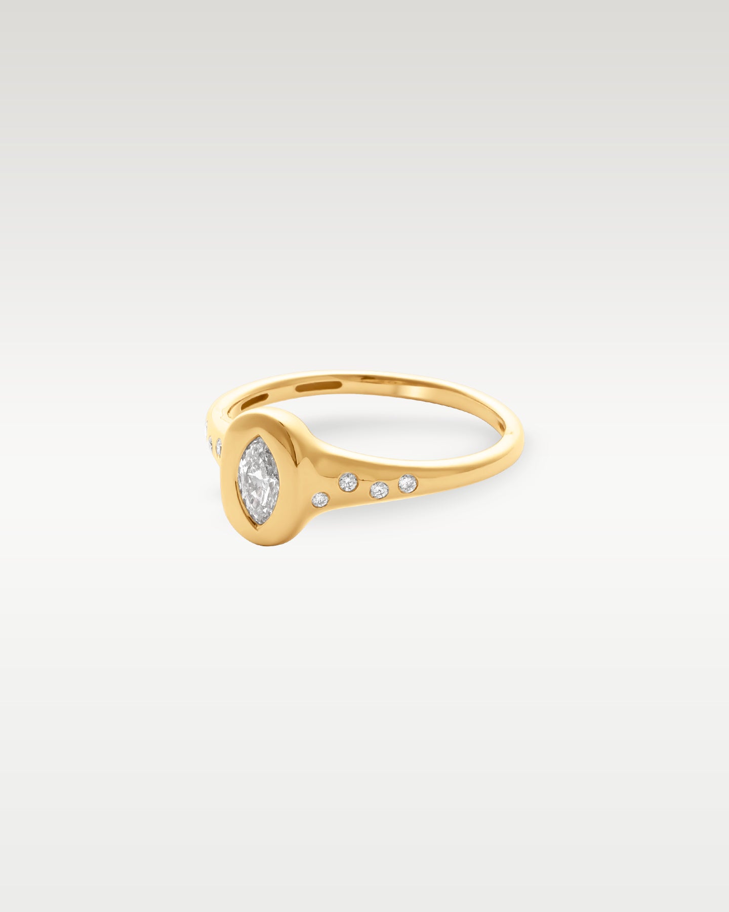 14k Yellow Gold Marquise Diamond Signet Ring | Noah's Fine Jewelry Frisco, TX