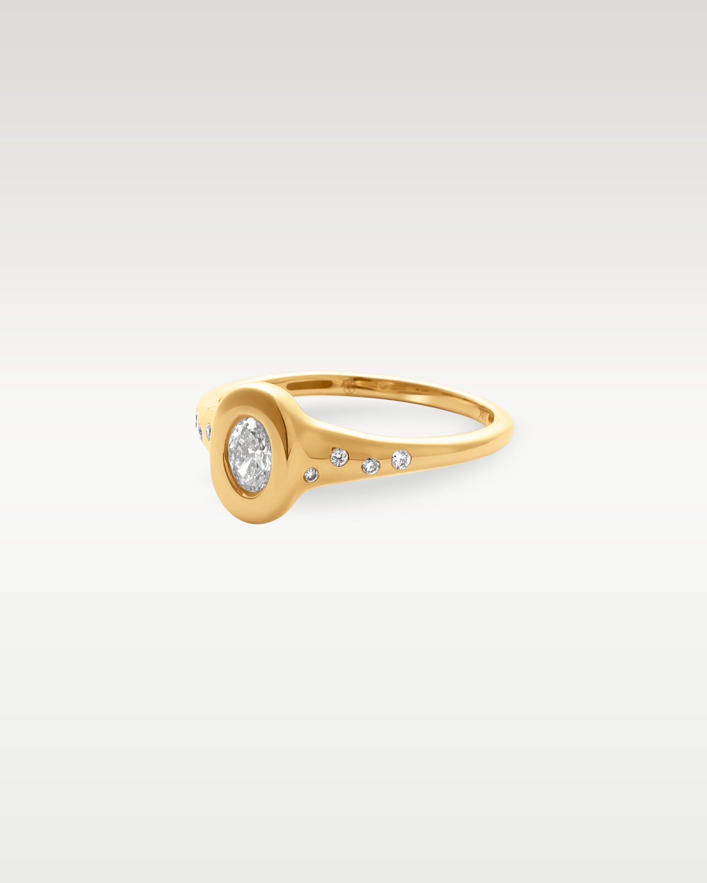 Yellow Gold Oval Diamond Signet Ring | Noah's Fine Jewelry Dallas, TX