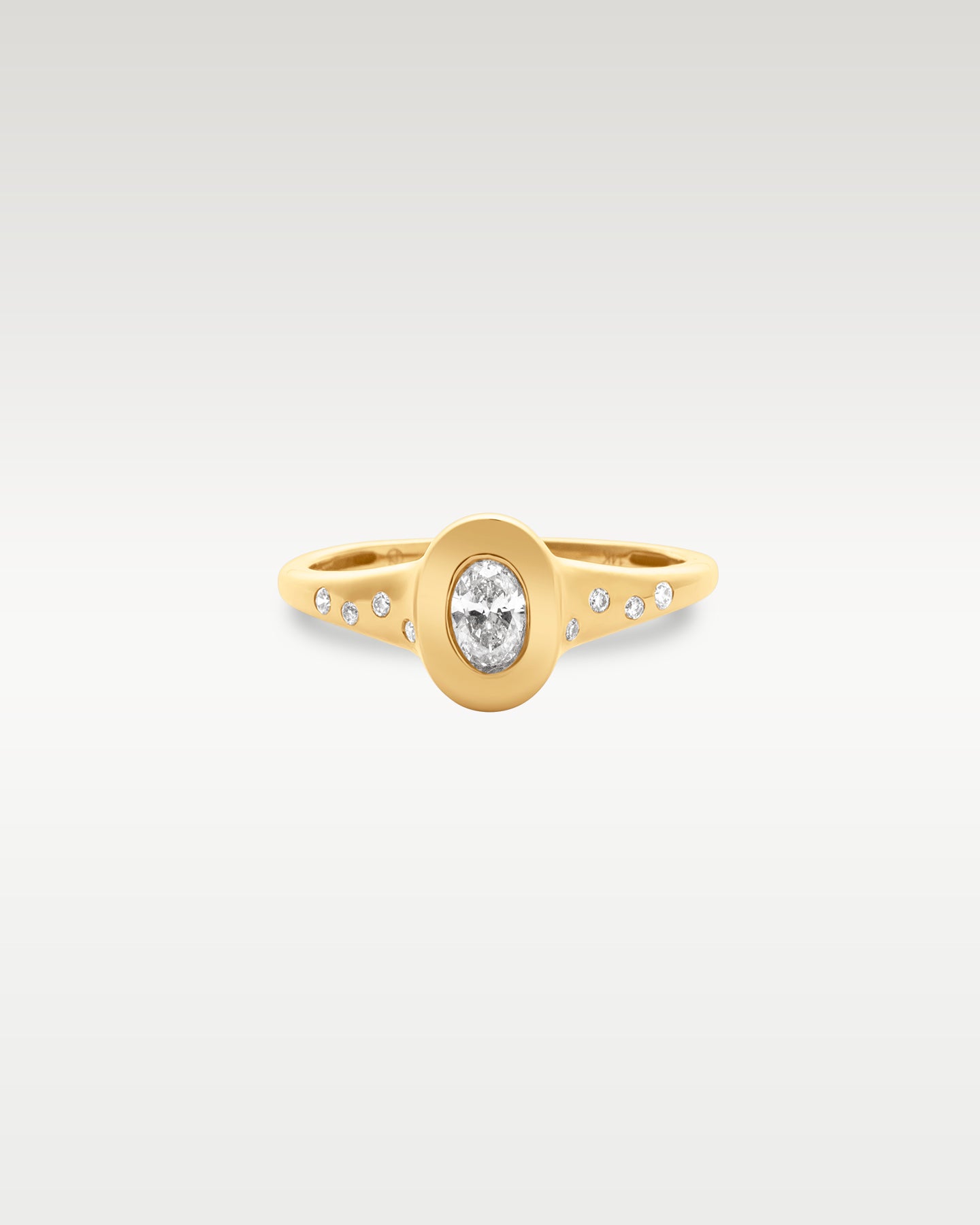 Yellow Gold Oval Diamond Signet Ring | Noah's Fine Jewelry Dallas, TX