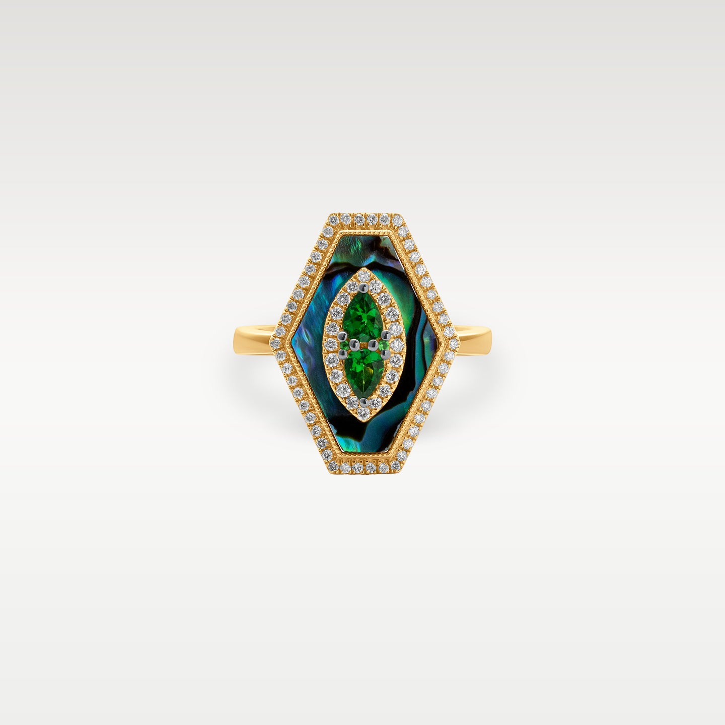 14k Yellow Gold Tsavorite & Diamond Ring | Noah's Fine Jewelry Dallas, Texas