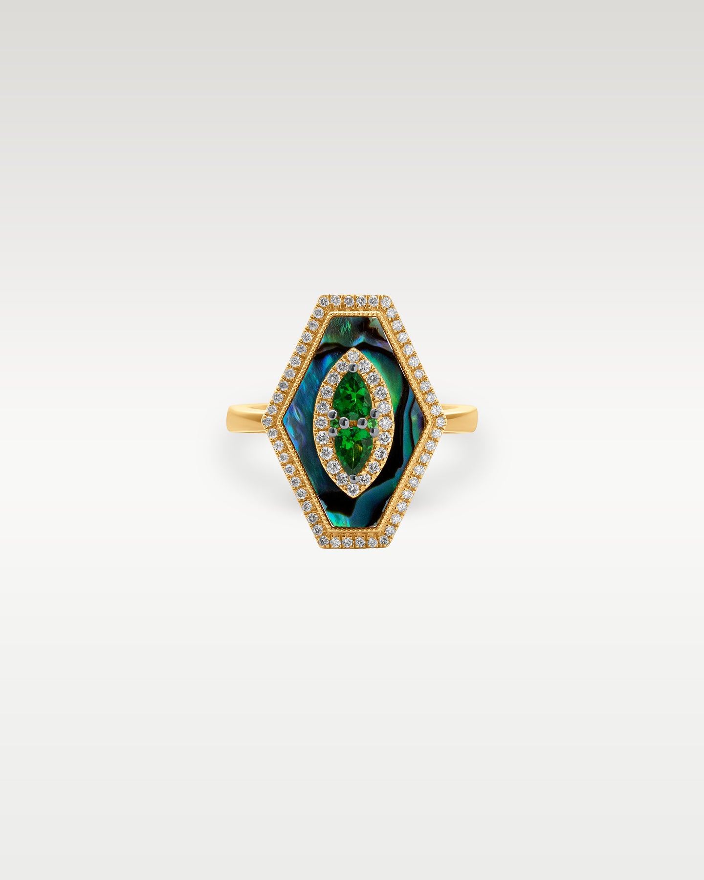 14k Yellow Gold Tsavorite & Diamond Ring | Noah's Fine Jewelry Dallas, Texas