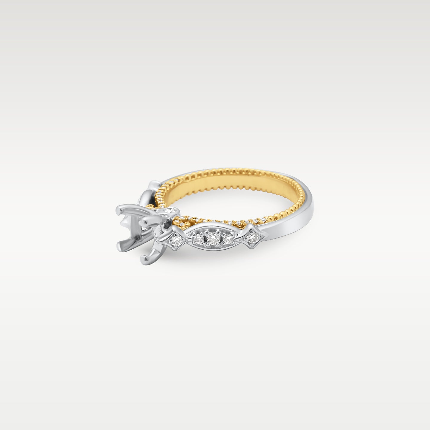 18K White & Rose Gold Diamond Ring Setting