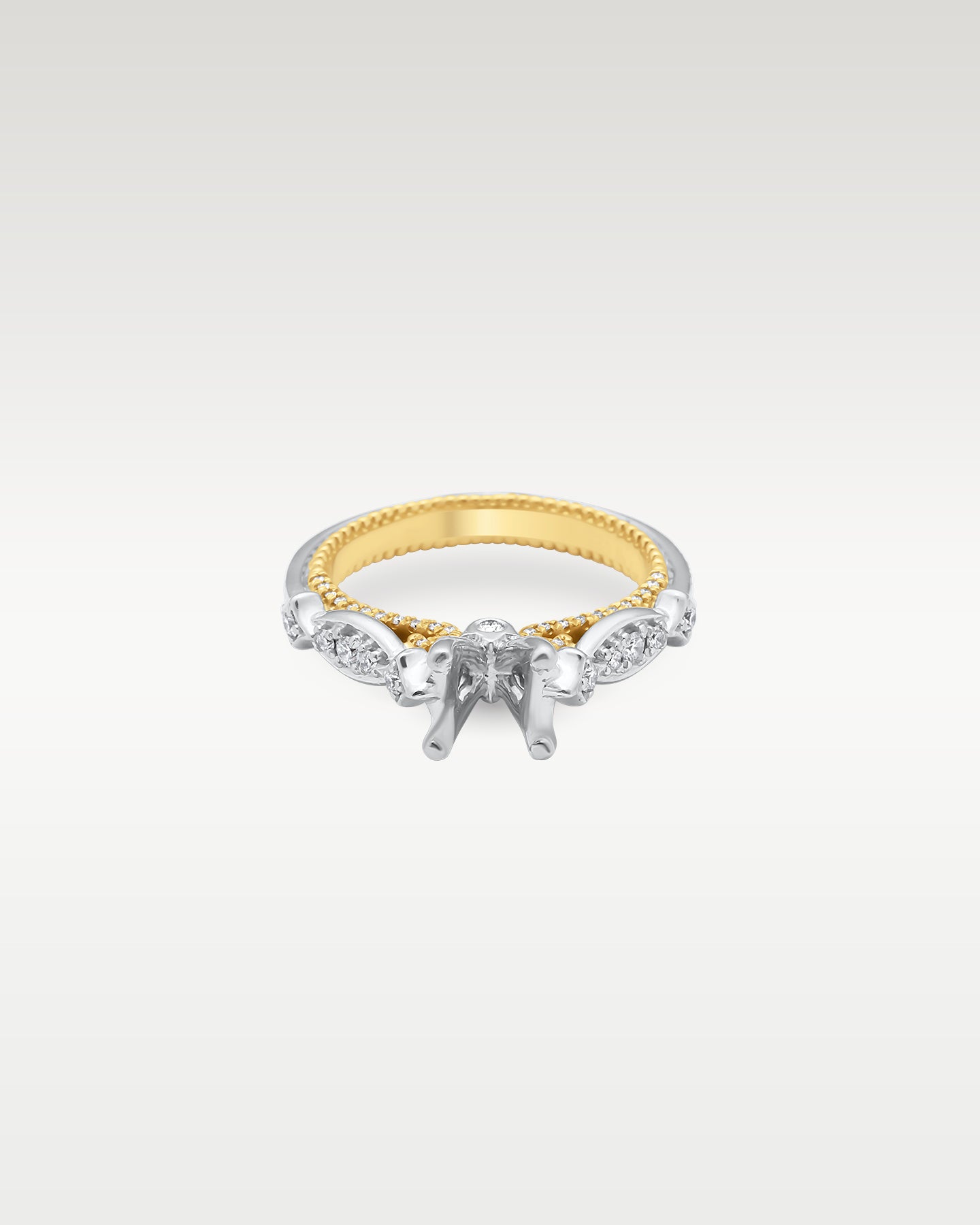 18K White & Rose Gold Diamond Ring Setting
