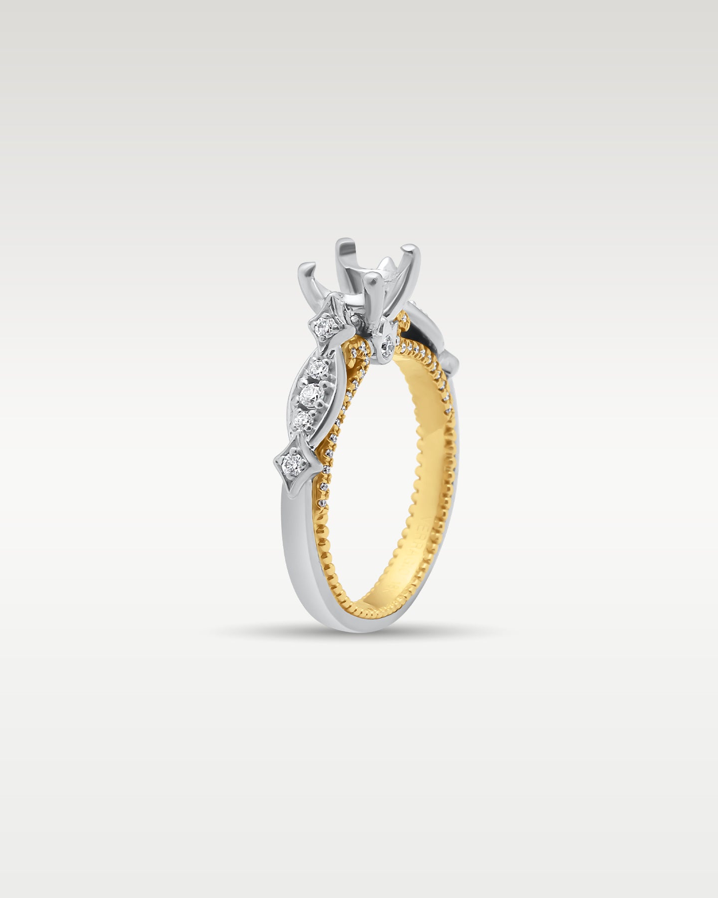 18K White & Rose Gold Diamond Ring Setting