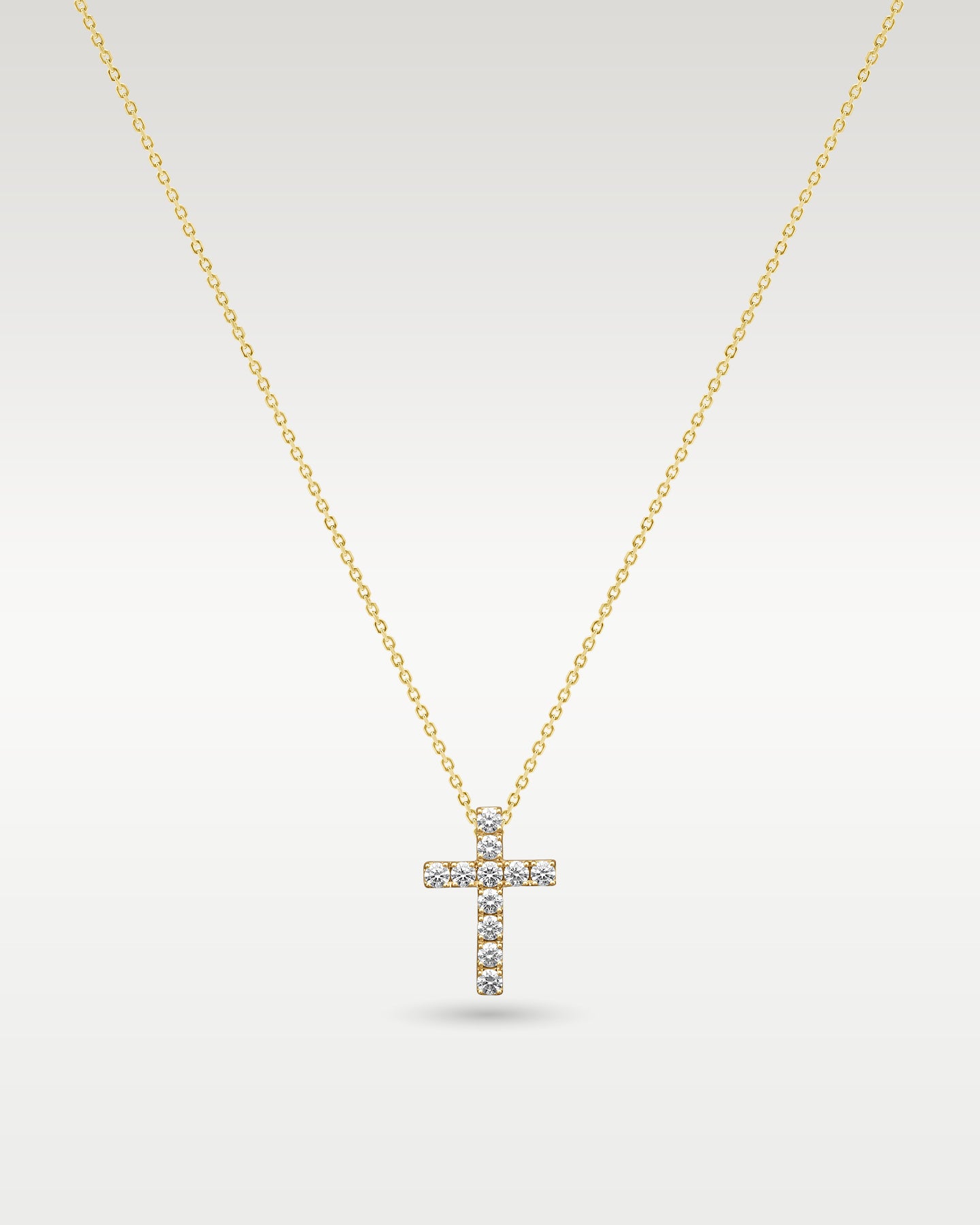 18K Yellow Gold Diamond Cross Pendant