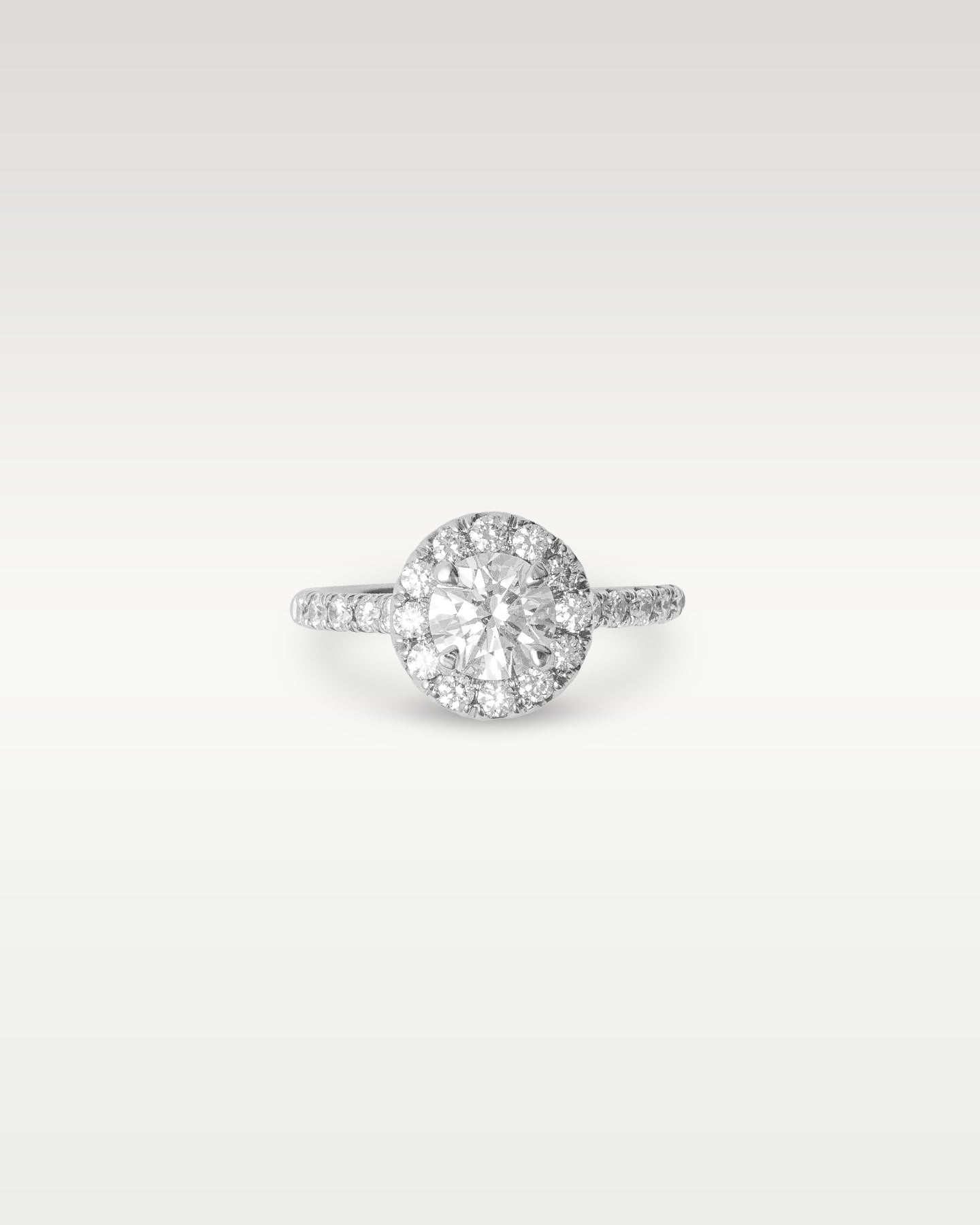 White Gold Halo Round Diamond Engagement Ring | Noah's Fine Jewelry and Watches