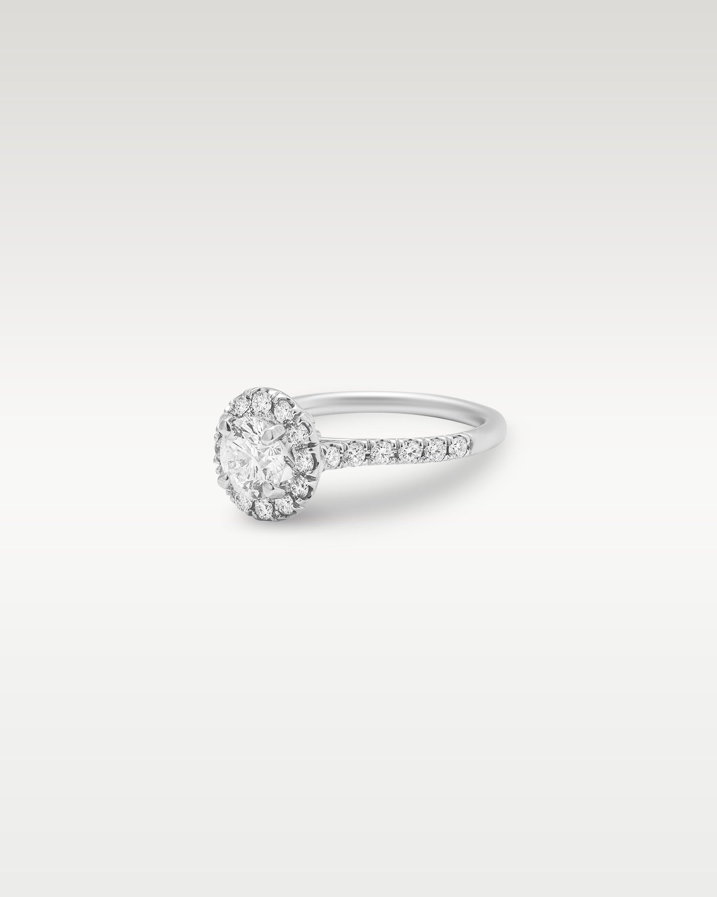 White Gold Halo Round Diamond Engagement Ring | Noah's Fine Jewelry and Watches