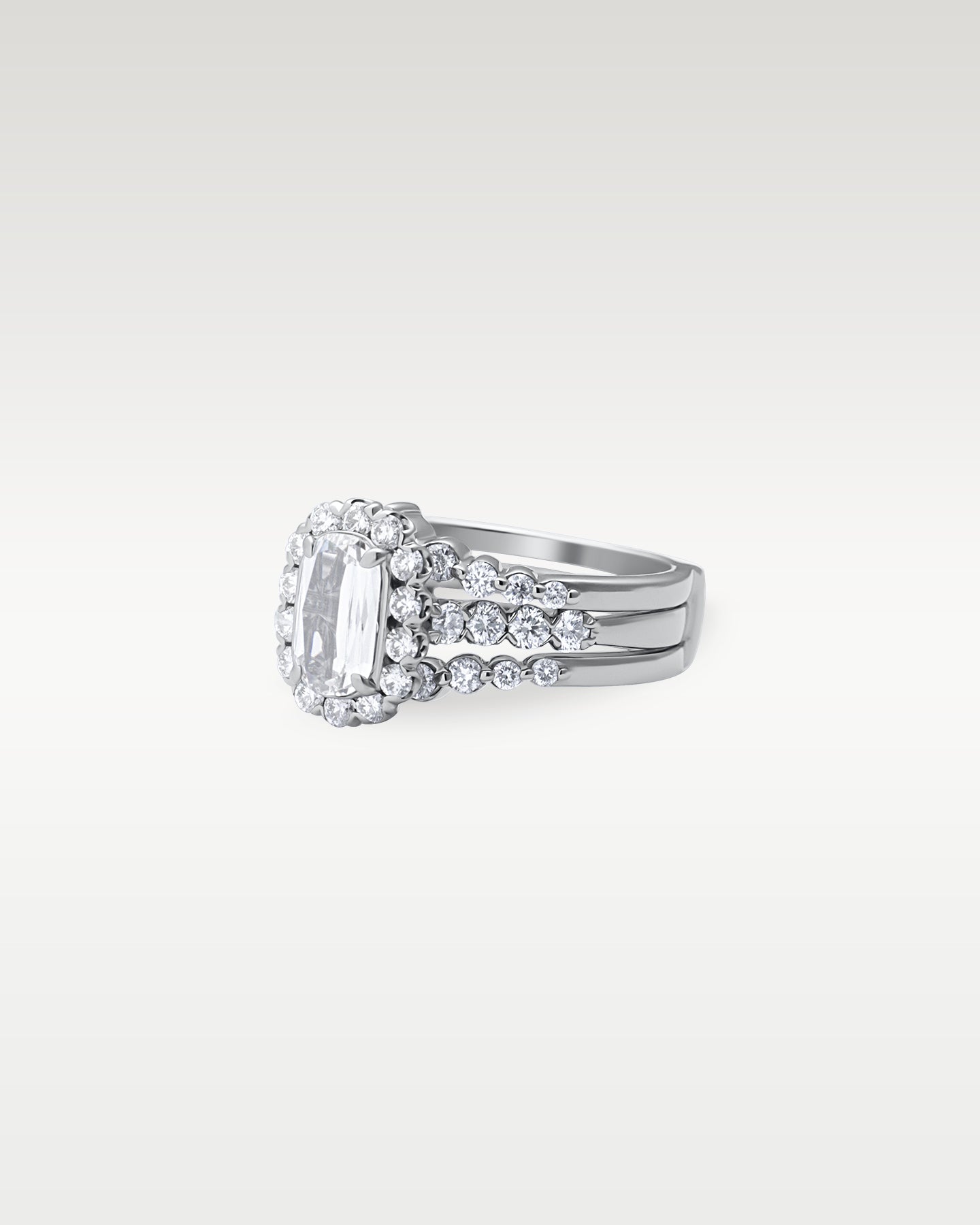18k White Gold L'Amour Crisscut Engagement Ring | Noah's Fine Jewelry Dallas, TX