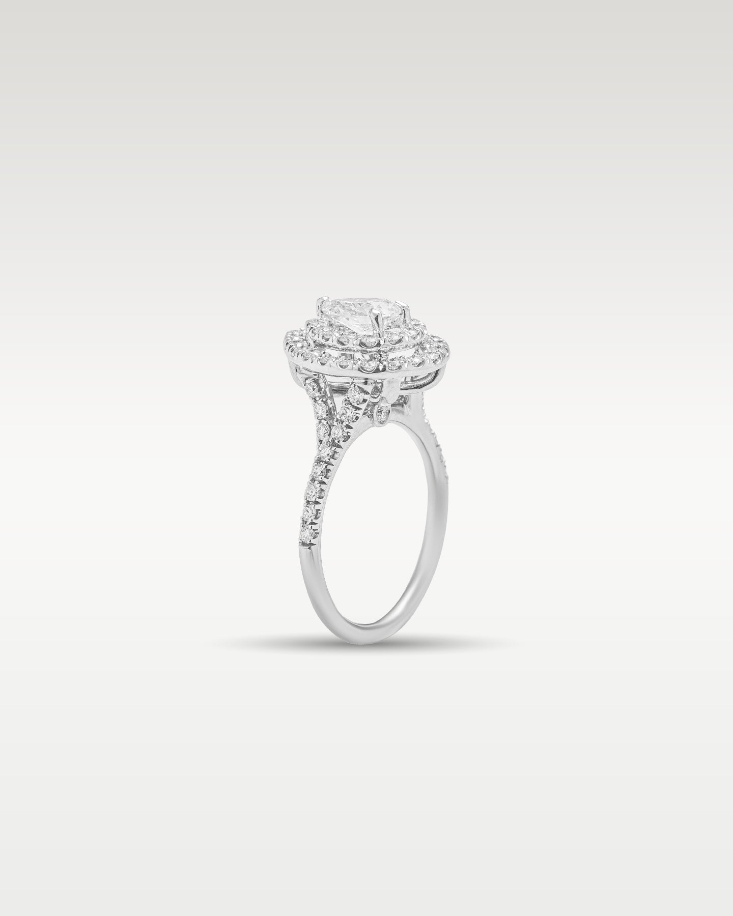 White Gold Pear Double Halo Diamond Engagement Ring | Noah's Fine Jewelry and Watches