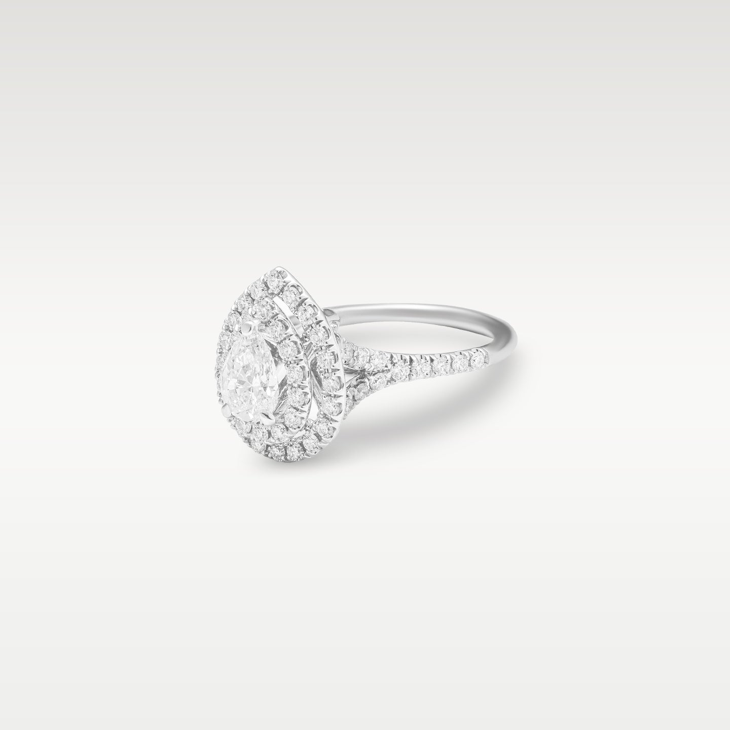 White Gold Pear Double Halo Diamond Engagement Ring | Noah's Fine Jewelry and Watches