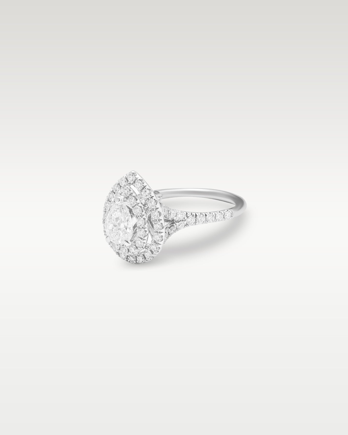 White Gold Pear Double Halo Diamond Engagement Ring | Noah's Fine Jewelry and Watches