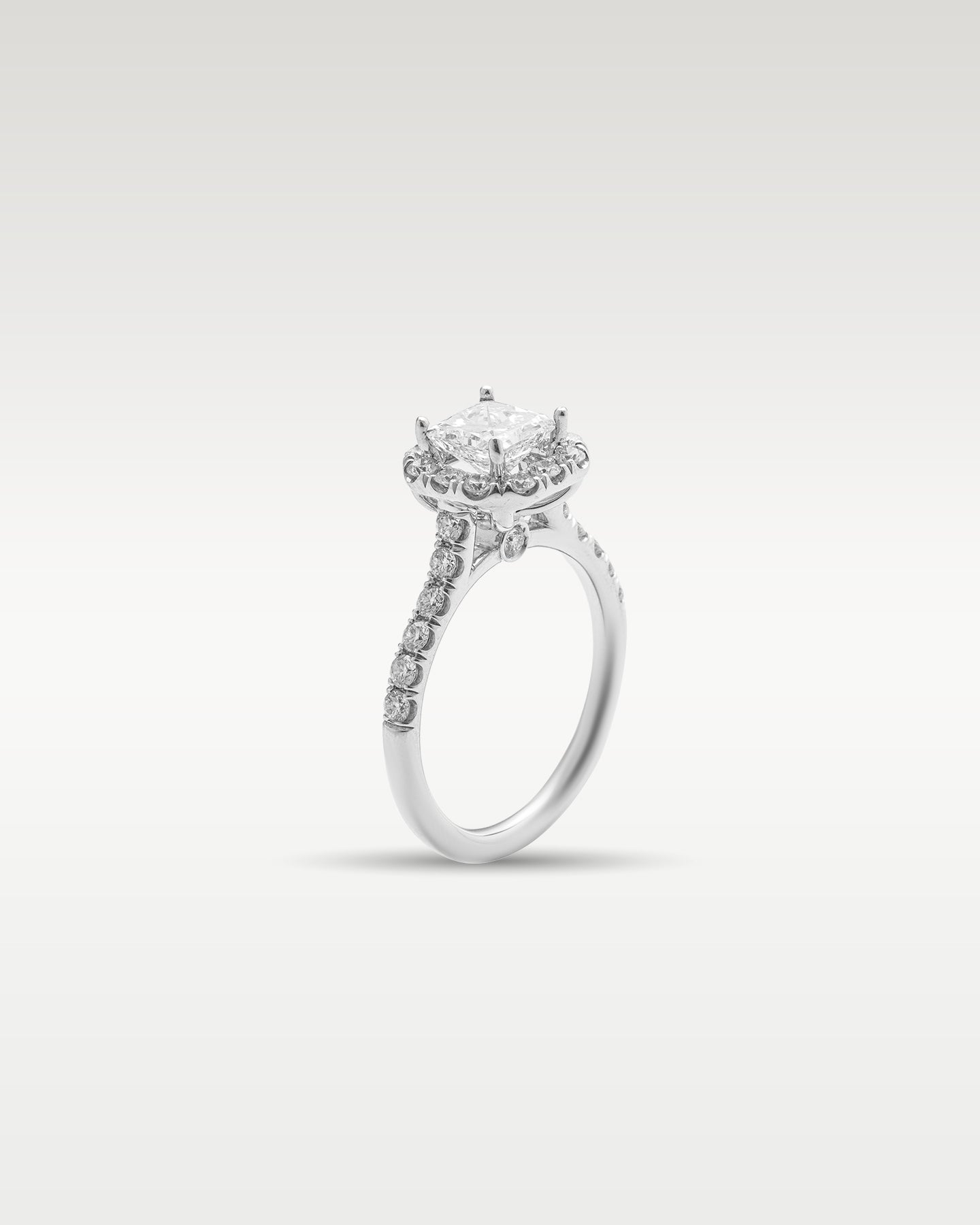 White Gold Halo Princess Cut Diamond Engagement Ring | Noah's Fine Jewelry and Watches