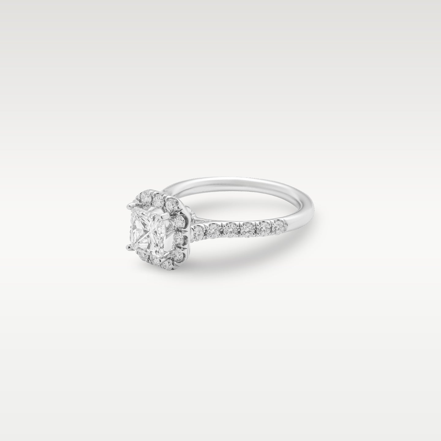 White Gold Halo Princess Cut Diamond Engagement Ring | Noah's Fine Jewelry and Watches
