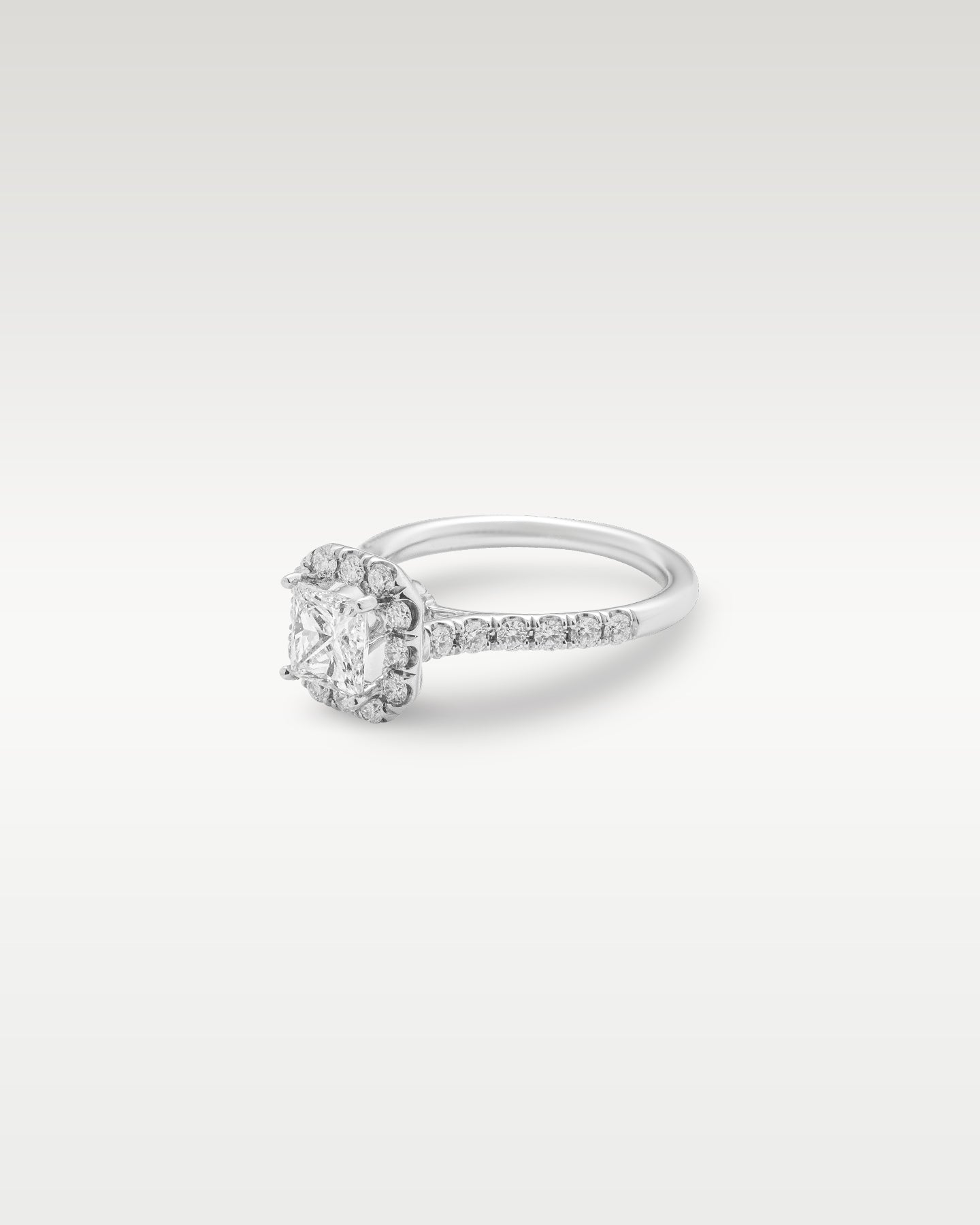 White Gold Halo Princess Cut Diamond Engagement Ring | Noah's Fine Jewelry and Watches