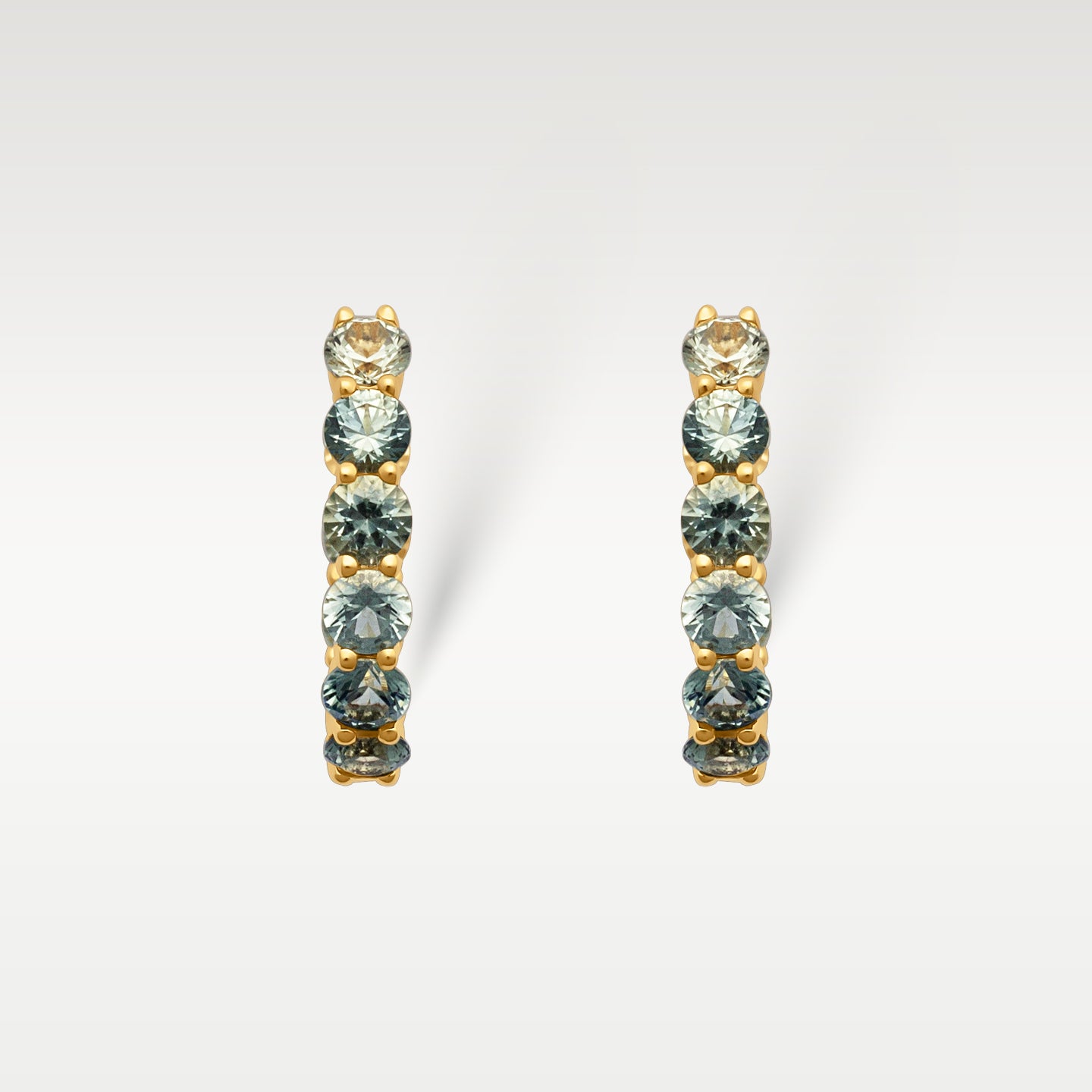 Yellow Gold Green Sapphire Ombré Hoop Earrings | Noah's Fine Jewelry DFW, Texas