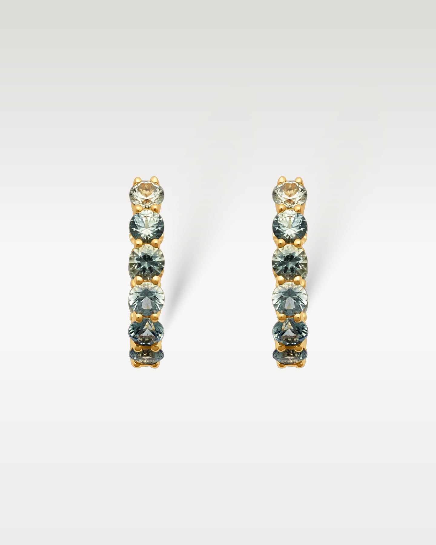 Yellow Gold Green Sapphire Ombré Hoop Earrings | Noah's Fine Jewelry DFW, Texas