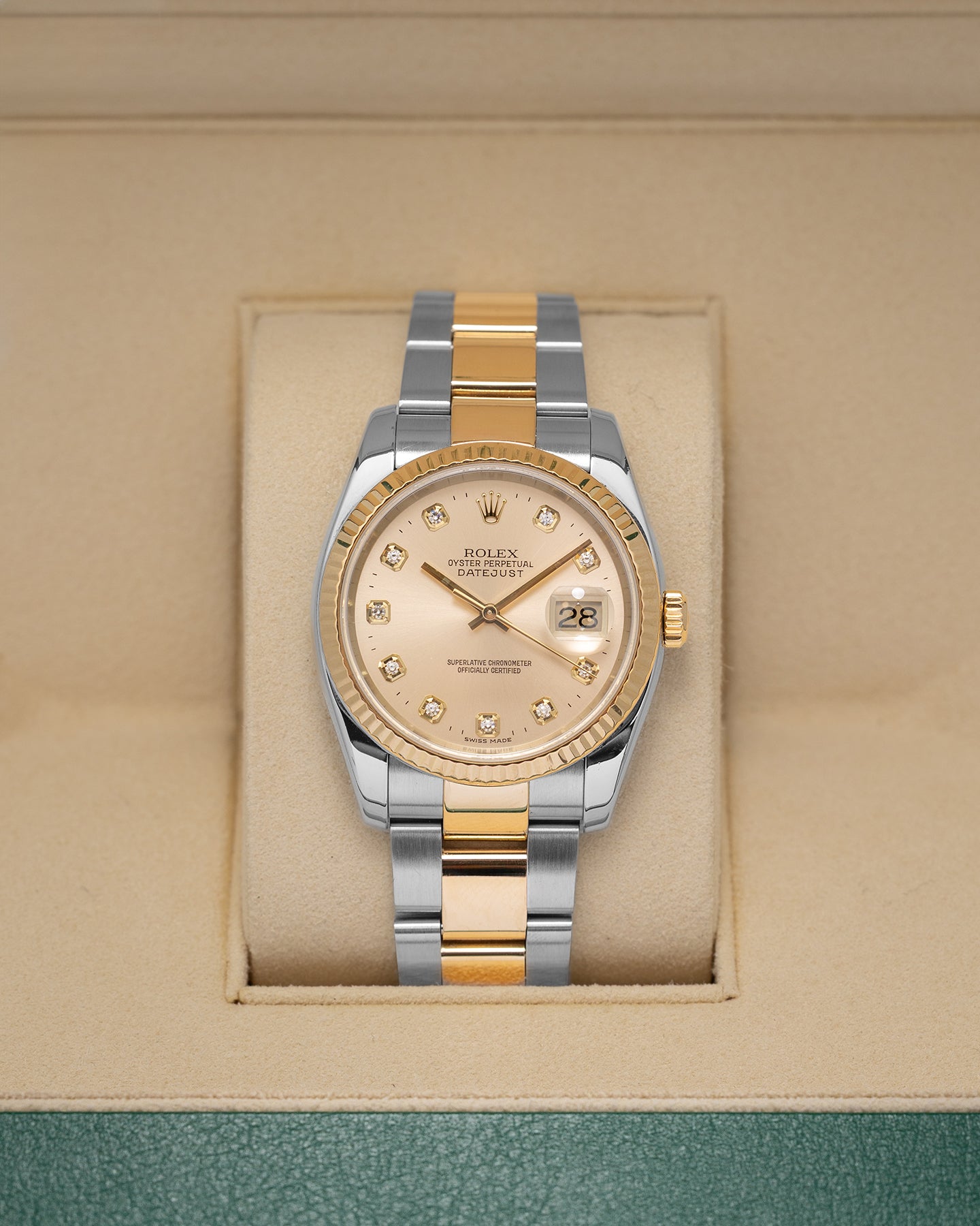 36MM Rolex Datejust Champagne Diamond 116233 | Noah's Fine Watches