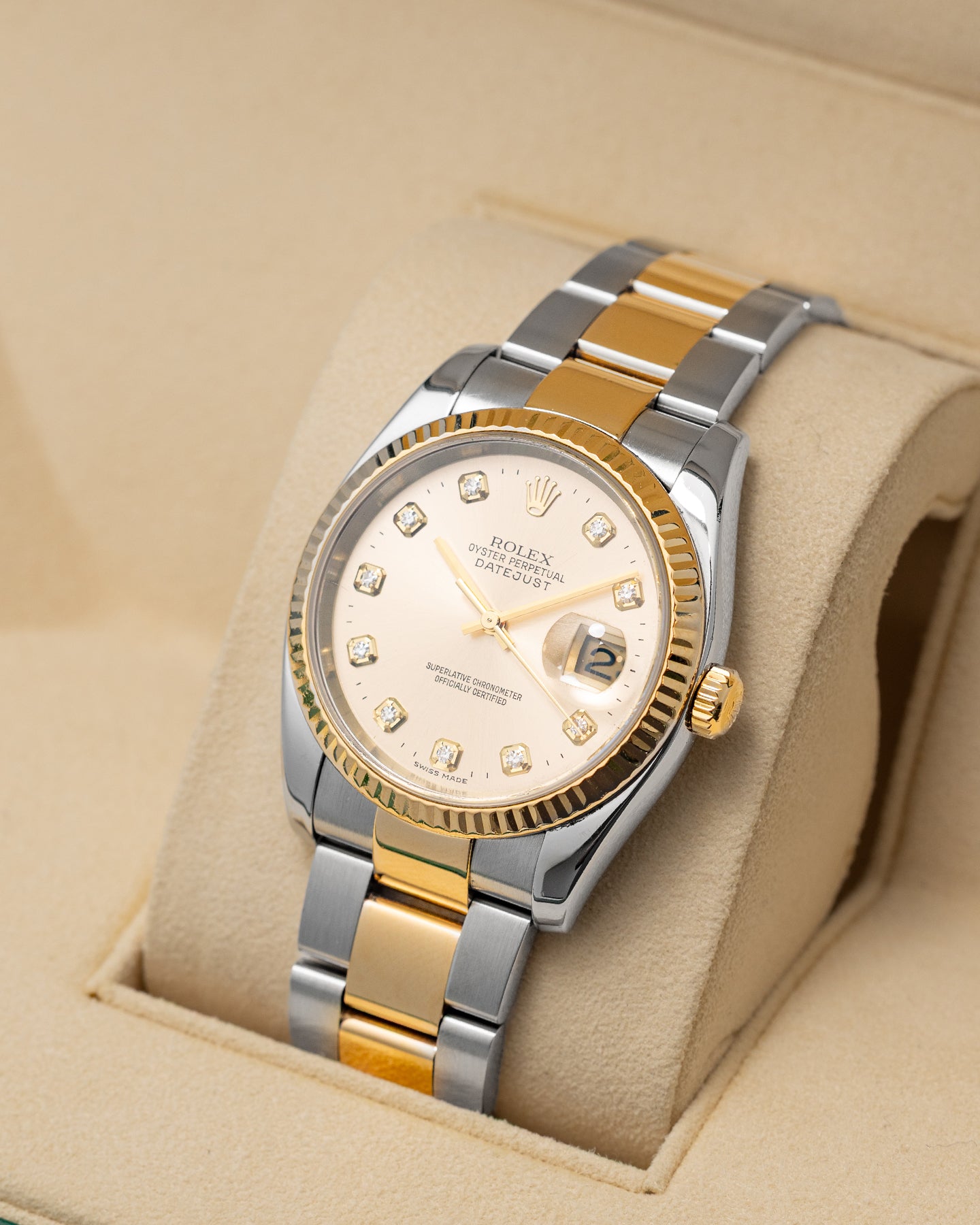 36MM Rolex Datejust Champagne Diamond 116233 | Noah's Fine Watches