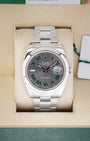 2020 Rolex Datejust 41 126300 featuring the iconic slate grey Wimbledon dial with green-bordered Roman numerals inside its box