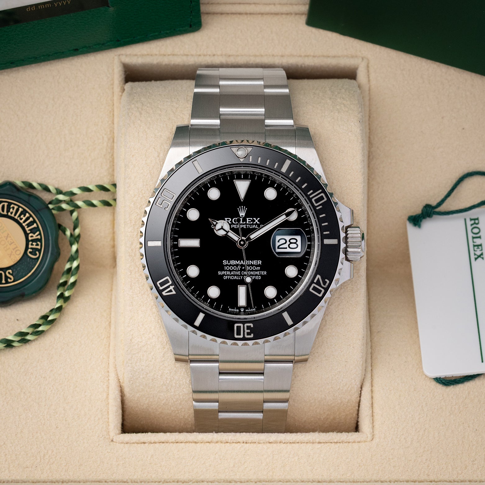 Pre-owned 2025 Rolex Submariner Date 41mm reference 126610LN with black dial, black Cerachrom bezel, and stainless steel Oyster bracelet at Noahs Fine Watches and Jewelry in Dallas TX