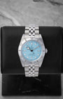 2025 Tudor Black Bay 54 M79000-0001 37mm stainless steel watch with mirror-polished steel bezel and sand-textured Lagoon Blue dial at Noah's Fine Watches and Jewelry Dallas Texas