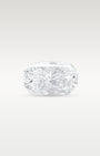 Side profile view of a loose 3.17 carat radiant cut diamond highlighting facet depth and brilliance
