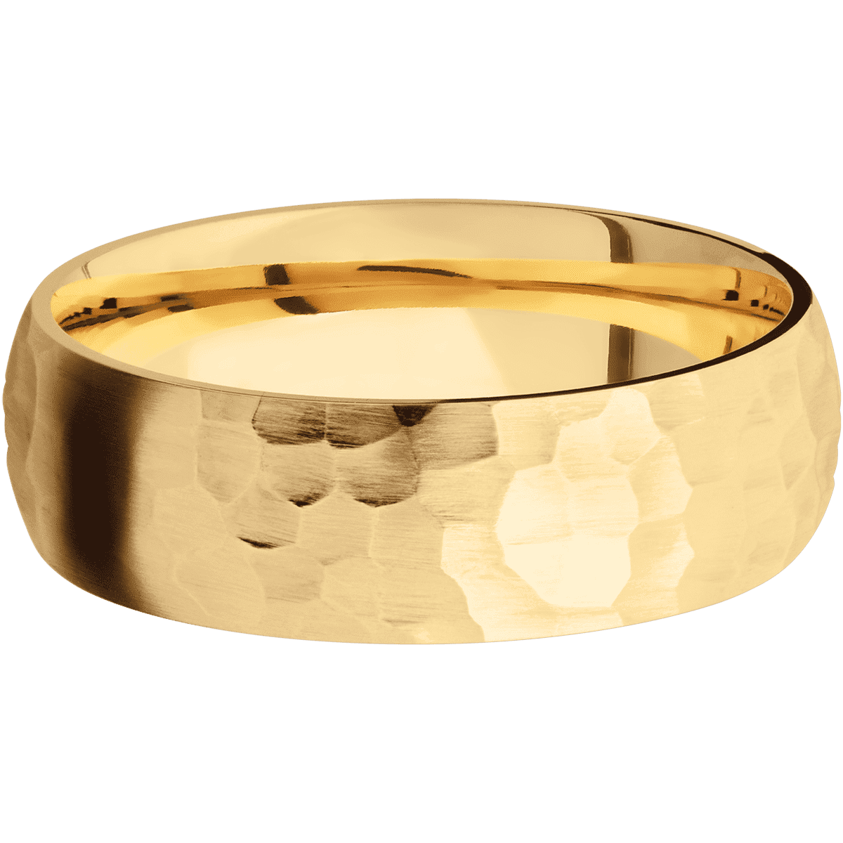 14K Yellow Gold + Hammer Finish