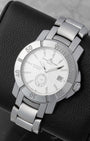 Baume and Mercier Capeland Automatic Diver watch with a white dial sub-second tracking date window and stainless steel rotating bezel