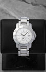 Baume and Mercier Capeland Automatic Diver watch with a white dial sub-second tracking date window and stainless steel rotating bezel