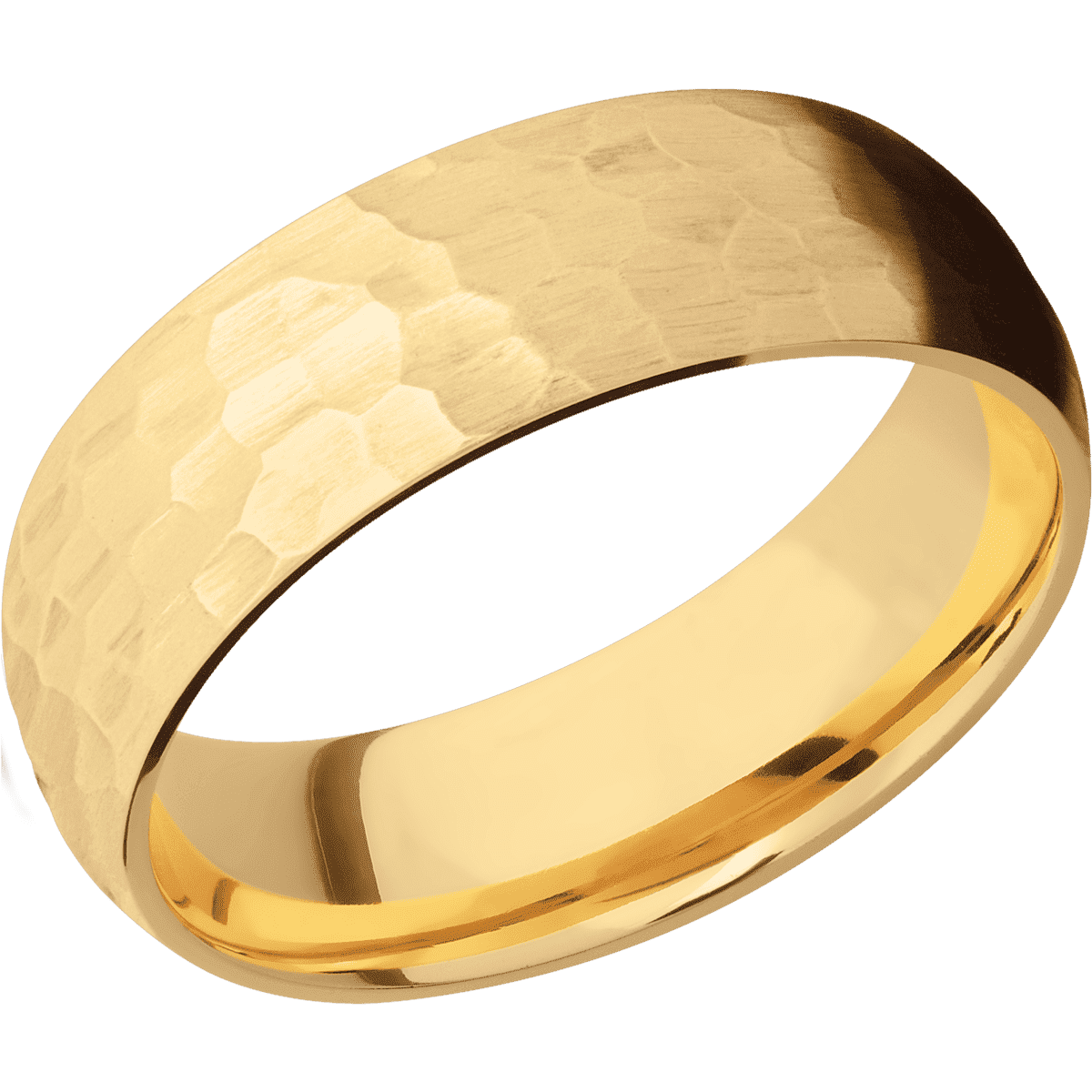14K Yellow Gold + Hammer Finish