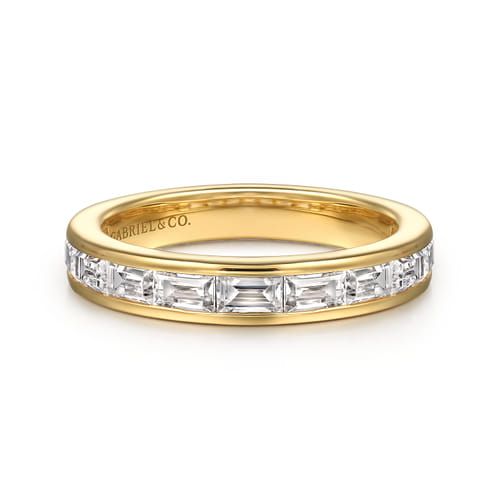 Gabriel & Co. 14K Yellow Gold Channel Set Baguette Diamond Anniversary Band