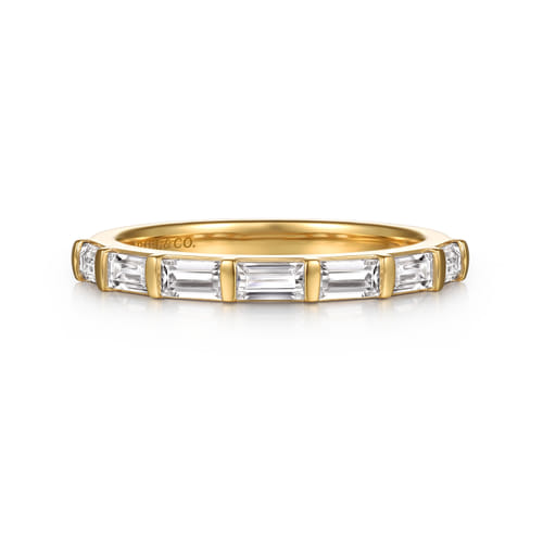 Gabriel & Co. 14K Yellow Gold Channel Baguette 7 Stone Diamond Anniversary Band