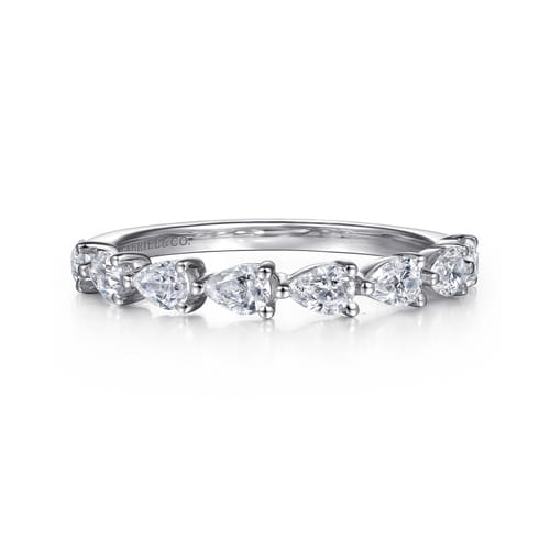 Gabriel & Co. 14K White Gold East West Prong Set Pear Shape Diamond Anniversary Band