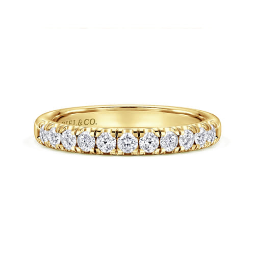 Gabriel & Co. 14K Yellow Gold 11 Stone French Pavé Diamond Wedding Band