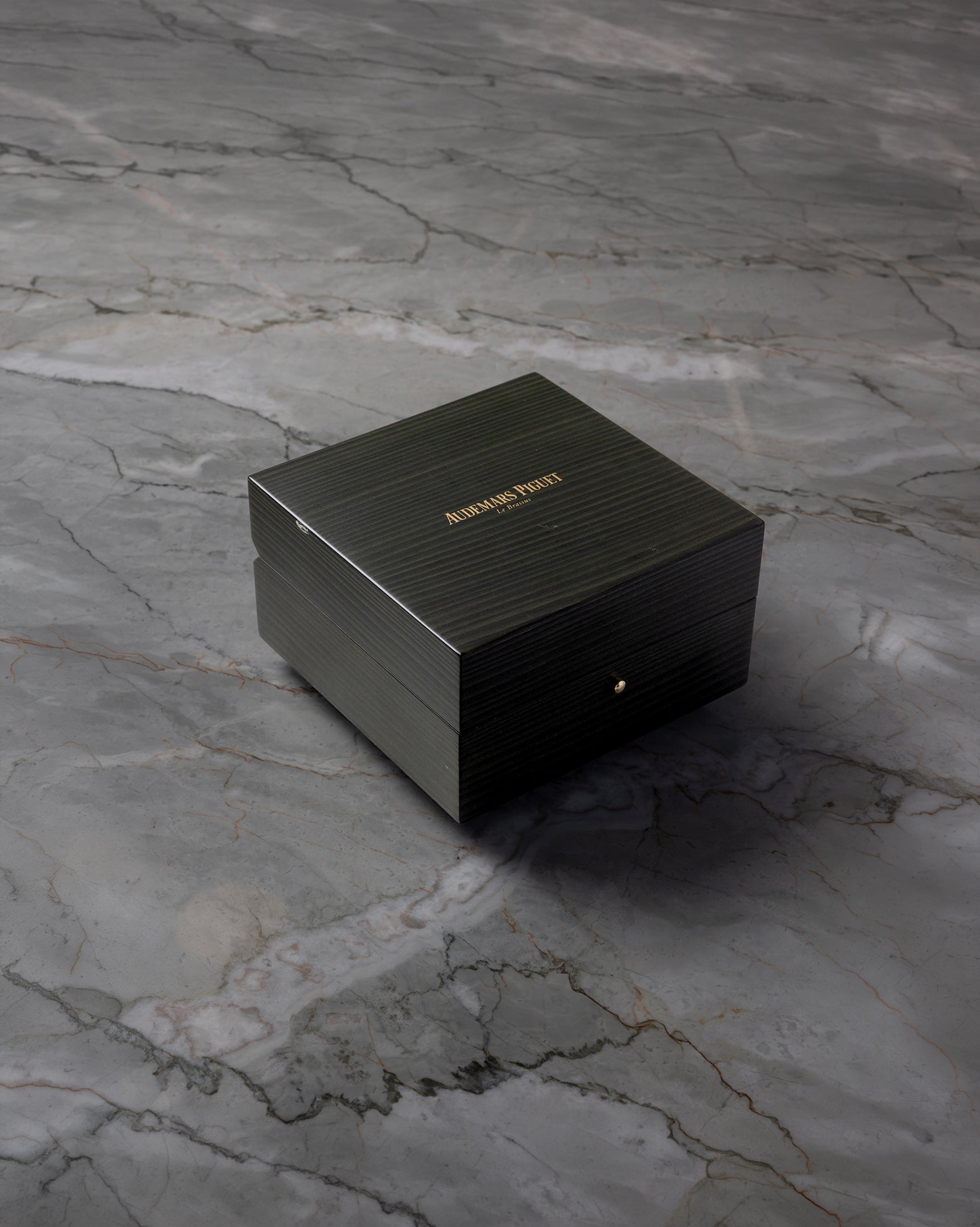 Original Audemars Piguet wooden luxury presentation display box included with pre-owned Royal Oak Offshore purchase